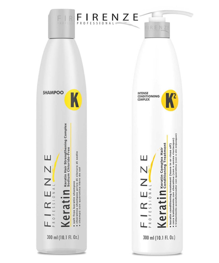 Firenze Professional Keratin Care Bundle - Keratin Complex Shampoo and Intense Conditioning Complex