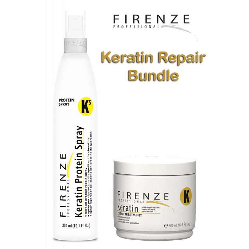 Firenze Professional Keratin Repair Bundle - Spray Reparador con Proteína de Queratina y Mascarilla de Queratina