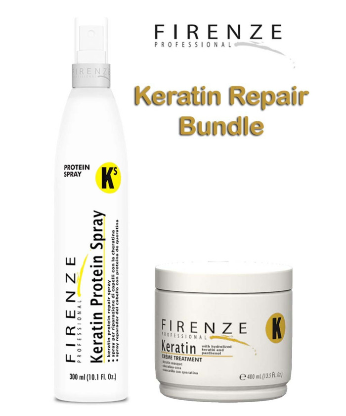 Firenze Professional Keratin Repair Bundle - Spray Reparador con Proteína de Queratina y Mascarilla de Queratina