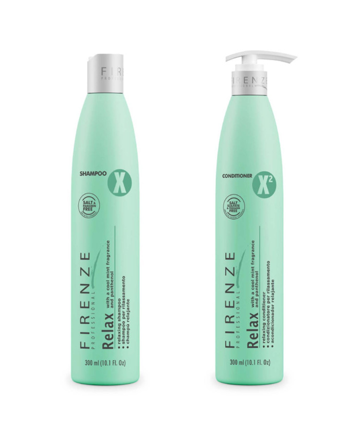Firenze Professional Relax Bundle - Relax Shampoo and Conditioner with Cool Mint Fragrance and Panthenol