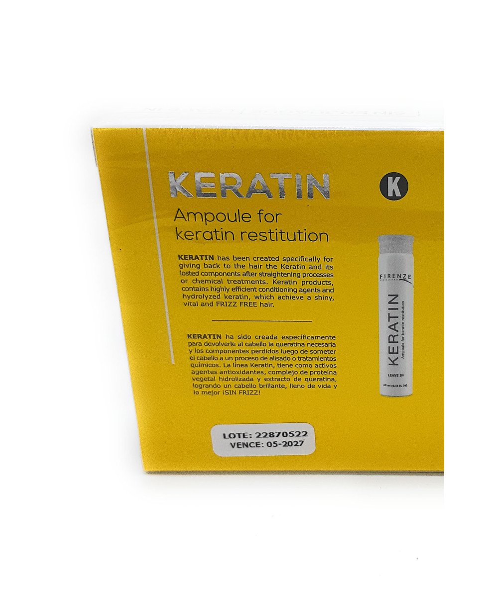Firenze Professional Ampollas de Queratina – Tratamiento Reparador 12 pzas