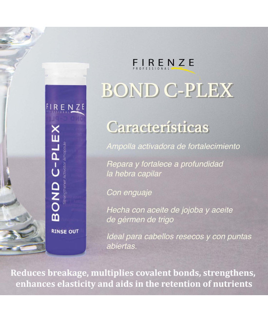 Firenze Professional Ampollas Bond C-Plex para Cabello Tratado Químicamente, Decolorado y Teñido 12 pzas