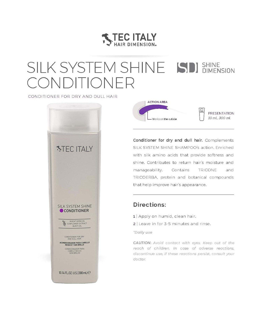 Tec Italy Silk System Shine Acondicionador para Cabello Reseco y Sin Brillo 10.1 oz
