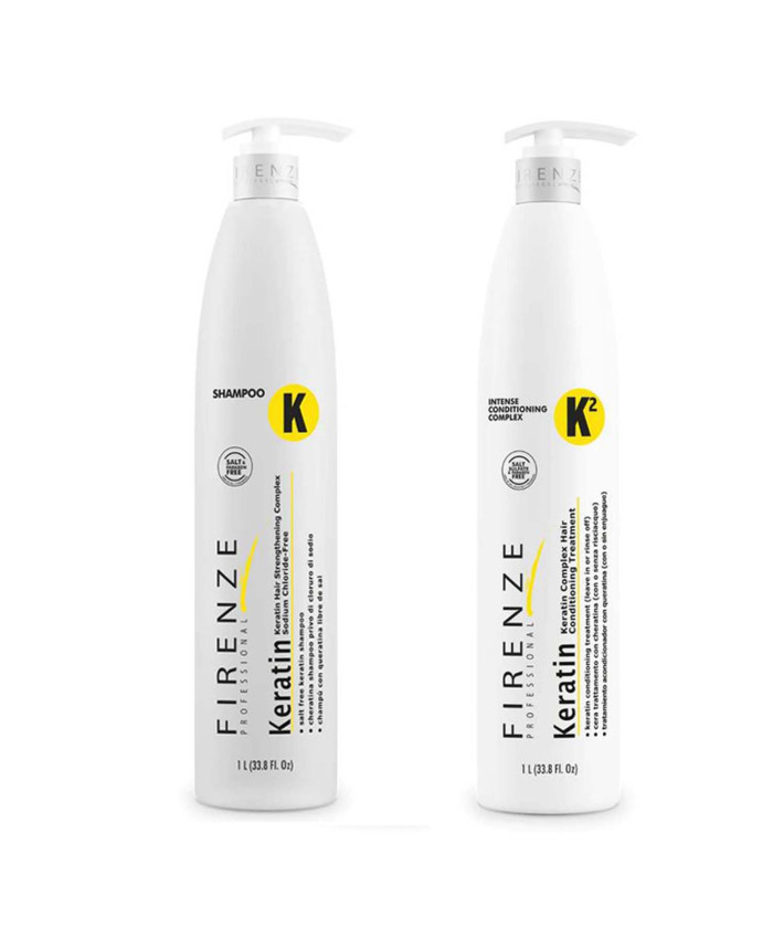 Firenze Professional Keratin Care Bundle - Keratin Complex Shampoo and Intense Conditioning Complex Liter Size